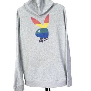 Gray Hoodie with Colorful Bunny Logo